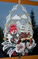 Fensterbild Weihnachten Plauener Spitze Fensterdekoration Winter Schneemann 32Cm