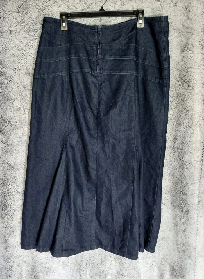 Falda midi de mezclilla acampanada Cato talla 16 Modesta Godet línea A costuras de mezclilla oscura Foto 2 de 4