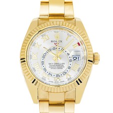 Rolex Sky-Dweller 42mm 18k Gold White Dial Box Papers 2016
