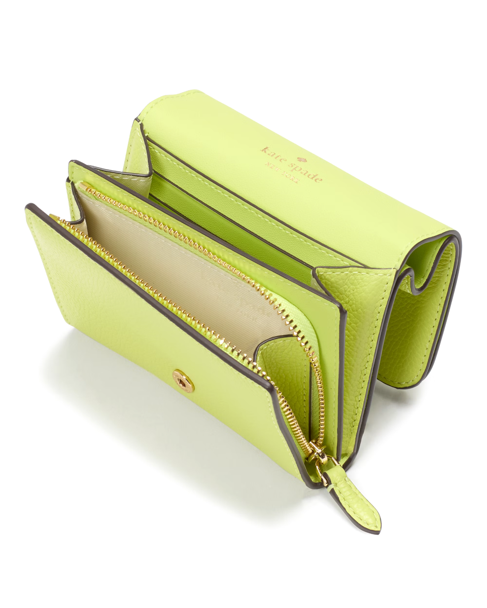New Kate Spade Kayla Small L-Zip Wallet Leather Lime Slushy | eBay
