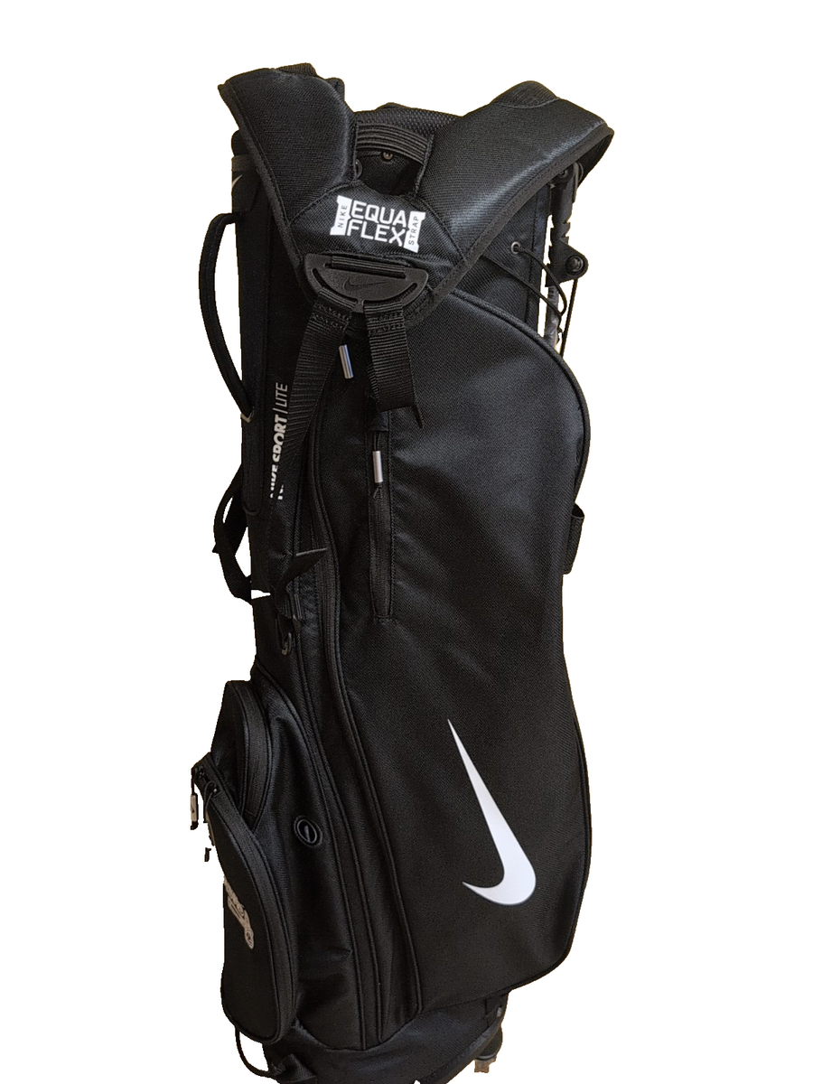 Atlanta Braves Nike Golf Stand Bag Black with Equa Flex Strap