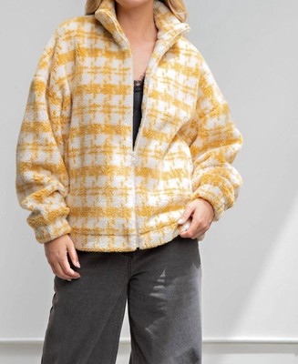 Easel Printed Faux Fur Zip Up Jacket Size S