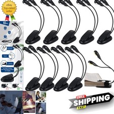 10 Pcs LED Book Light USB and AAA Battery Operated Music Stand Clip on Readin...