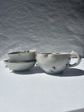 Handmade Porcelain Cups With Spikes, Set Of 3...