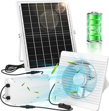 Solar Exhaust Fan with 24000mAh Battery, 25W 9.8" Solar Powered Fan for Day/N...
