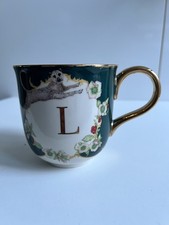 Lou Rota Anthropologie L Monogram Leopard Mug with Gold Handle - Used Once