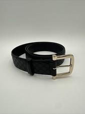 Gucci Microguccissima Black Leather Belt Gold Buckle Size 42 Used