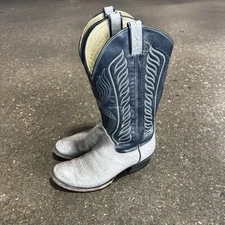 Vintage Tony Lama Cowboy Boots 8119 Grey Antelope Exotic Pull On Mens 9.5 D