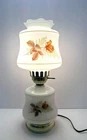 Vintage Gone with the Wind Hurricane Lamp Floral Milk Glass 3-Way Light Wheat