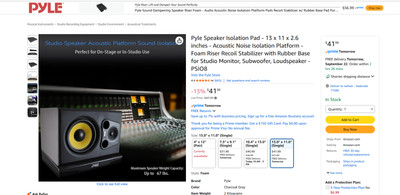 Pyle Sound Dampening Speaker Riser-Studio Speaker Acoustic Platform-13.0''x11.0''