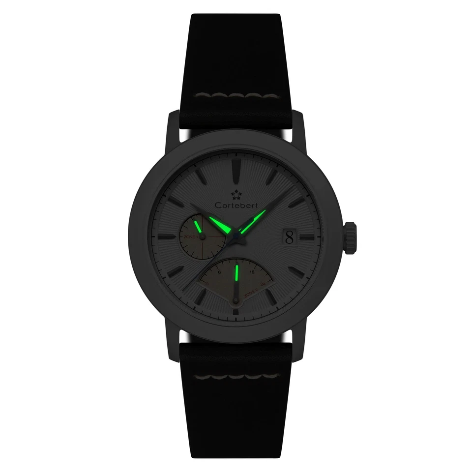 Cortebert Rodez retrógrado doble tiempo blanco/cuero genuino | esfera blanca Foto 4 de 4