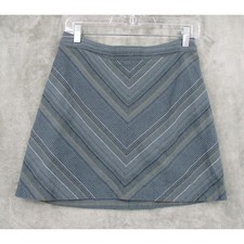 Free People Skirt 6 Linen Blend Chevron Bohemian Beach Resort Blue Festival Mini