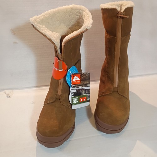 Ozark Trail Women’s Wedge Faux Shearling WaterProof Suede Snow Zip Boots size 8