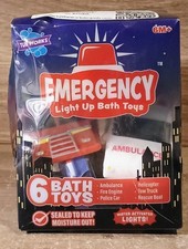 Tub Works Emergency Cars Light Up Bath Toys 6 Pack Water-Activated Light Up NEW