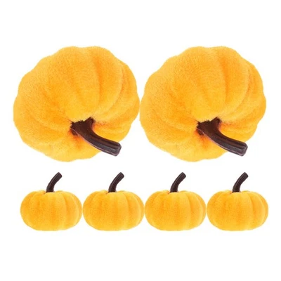6 Pcs Fall Harvest Pumpkin Orange Brown Pumpkins Autumn Decorations - Image 1 of 4