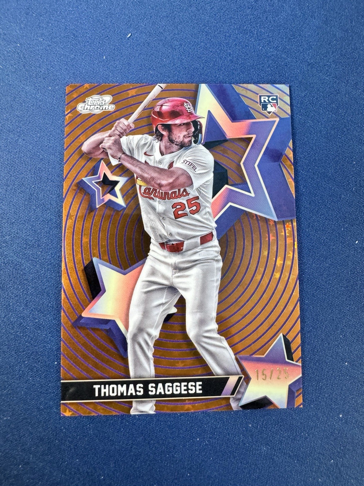 2025 Topps Cosmic Chrome - Starfractor Thomas Saggese #SF-84 Orange /25 (RC)
