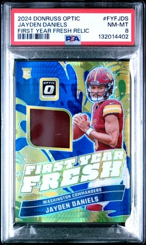 2024 Donruss Optic Jayden Daniels #FYFJDS First Year Fresh Rookie Card PSA 8