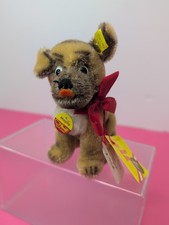 5" Tall Vintage Steiff Puppy Dog "Mopsy" W/ Tags Germany Mohair Si2