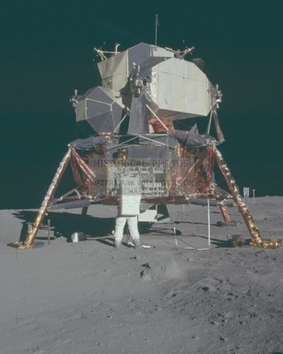 1969 APOLLO 11 EVA SUNLIT LUNAR SURFACE ASTRONAUT BY LANDER 8X10 PHOTO