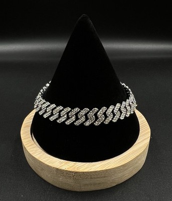8  x 10MM VVS1 Iced Out Silver Plated Miami Cuban Link Bracelet 29g | Box Clasp