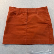 J Crew Stretch Skirt Size 8 Orange Corduroy Mini Waled Cotton Spandex Pockets