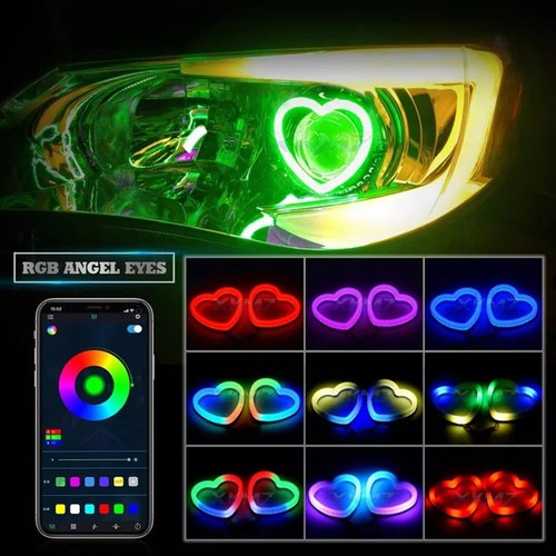 Adjustable Color Options with 2PCS App Controlled RGB Angel Eyes Rings - Picture 2 of 10