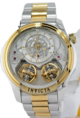 NEW INVICTA 50124 SPECIALTY TWIN AXIS SKELETON TU TONE STEEL
