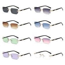 Rimless Rectangle Sunglasses Frameless Unisex UV400 Anti Reflective Travel Wear