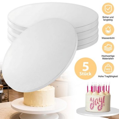 Kuchenplatte Tortenunterlage Rund 5 Stück Tortenboden Cake Board Rund Weiß