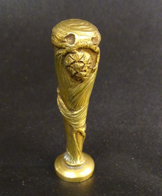 Antique Art Nouveau Gilt Bronze Seal Albert Marionnet Branch Pinecone Handle 19C