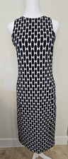 Ann Taylor Black, White Geometric Sleeveless Sweater Dress Size 6