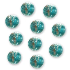 Blue-Green Glass Beads, Glow-in-the-Dark Round Beads with Holes, 10-Pack, 10mm