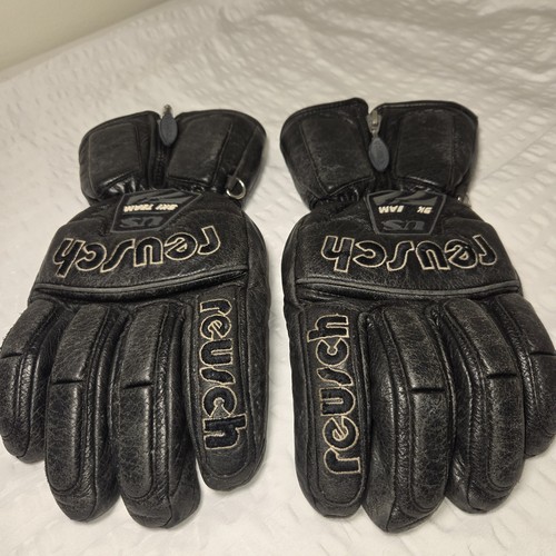 Reusch Vintage US Team Leather Racing Ski Gloves Lined Size M Black