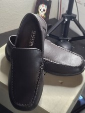 Kenneth Cole Boys "Race Slip" Brown Leather Loafers Size 3