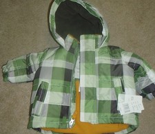 CARTER'S GREEN PLAID TODDLER BOY WINTER JACKET SZ 6MNTHS NEW W/TAG ORIG 50