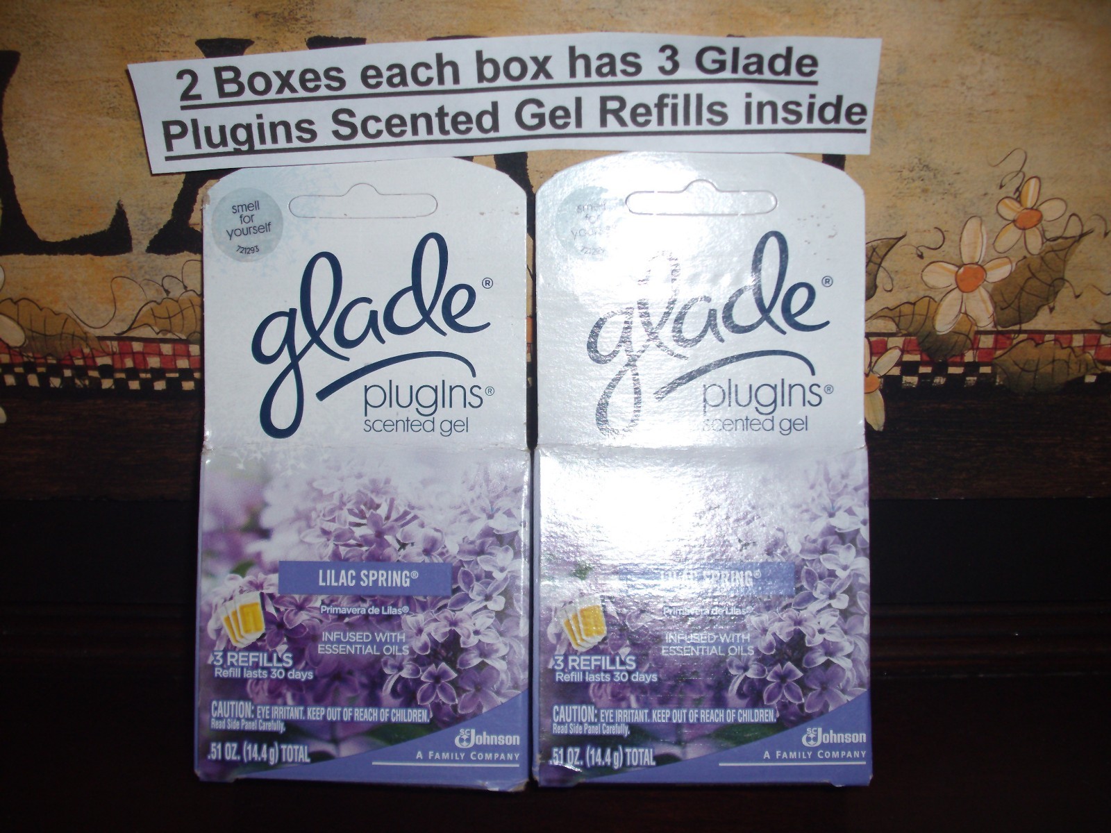 Glade Plugins Gel Scented Plug In refills LILAC SPRING 2 boxes 3 Gels