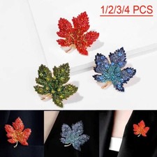 1/2/3/4xLeaf Maple Colorful Crystal Rhinestone Brooch Pin Women Corsage Jewelry