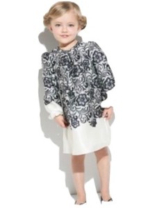 Dolce & Gabbana Girls Silk Lace Print Puff Sleeve Dress Sz 7/8