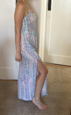 Women's Hollister Maxi Halter Neck Summer Dress Pastel Geometric Design XS  New | eBay UK