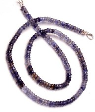 Natural Gem Iolite 4.5mm Size Faceted Rondelle Beads 20" Necklace