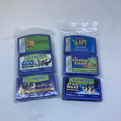 LOT of 6 LeapFrog Leapster LeapPad Game Cartridges Disney WALL-E Star Wars