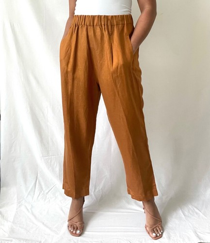 Gorman Burnt Orange Linen Trouser Size 