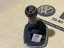 VW Golf MK4 Bora 6 Speed Wood Nut & Black Leather Gearknob Gear Knob Genuine New