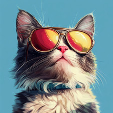 Wall Decal Sticker Cat with Sunglasses Wall Sticker 18X18cm Large