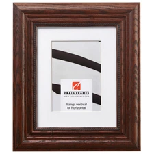 Craig Frames Colonial Ornate, 2.25" Dark Walnut Brown Picture Frame With a Mat