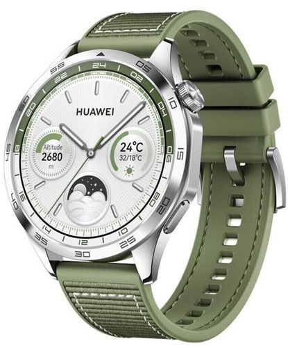 Huawei Watch GT4 46mm -SmartWatch - Edelstahlgehäuse - grünes Armband - Wie Neu