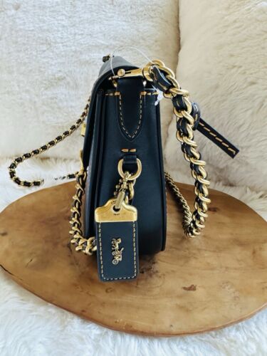 NWT COACH 1941 BLACK GLOVE-TANNED LEATHER TURNLOCK SADDLE CROSSBODY BAG $495 - Picture 2 of 17