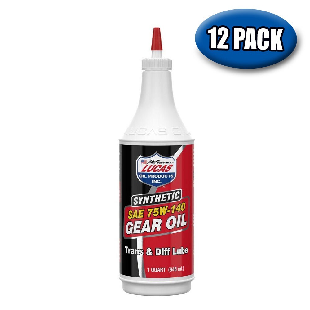 LUCAS OIL 10121 SYNTHETIC SAE 75W-140 GEAR OIL TRANS & DIFF LUBE 1 QT. - 12 PACK
