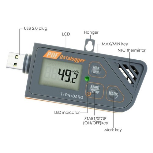 Nuovo Registratore Dati USB Impermeabile Temperatura Umidità e Pressione Atmosferica - Foto 3 di 10