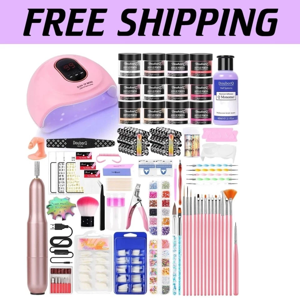 Kit completo de nail art acrílico com lâmpada UV, glitter e broca para unhas para iniciantes - Imagem 2 de 4